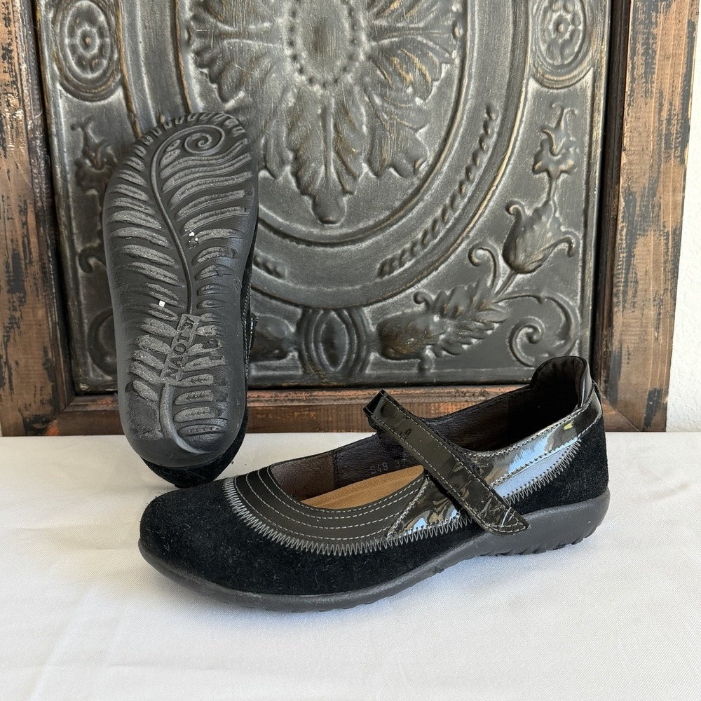 Naot Kirei Mary Jane  Women's 37 US‎ 6-6.5 Black Leather Suede Comfort Shoes